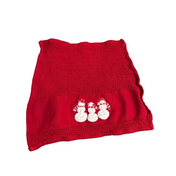 "CRATE & BARREL" Snowman Christmas Towel Set 2 Dishtowel 1 Dishcloth Red & White - Picture 6 of 11